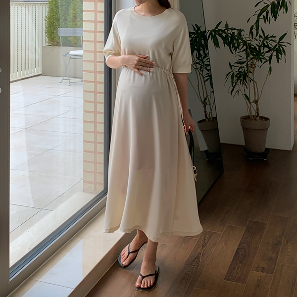 Maternity*Knit silky layered maternity dress