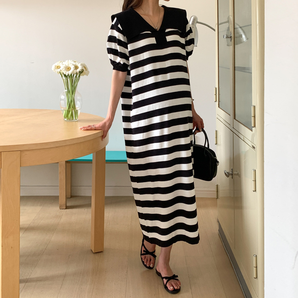 Maternity*Sailor Puff Dangara Maternity Dress