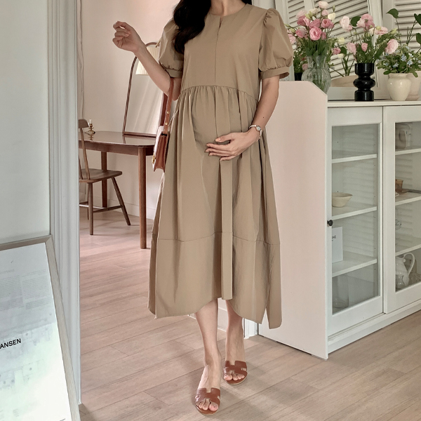 Maternity*Tantan light V-neck short sleeve maternity dress