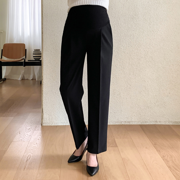 Maternity*Pin tuck semi-wide slacks maternity pants