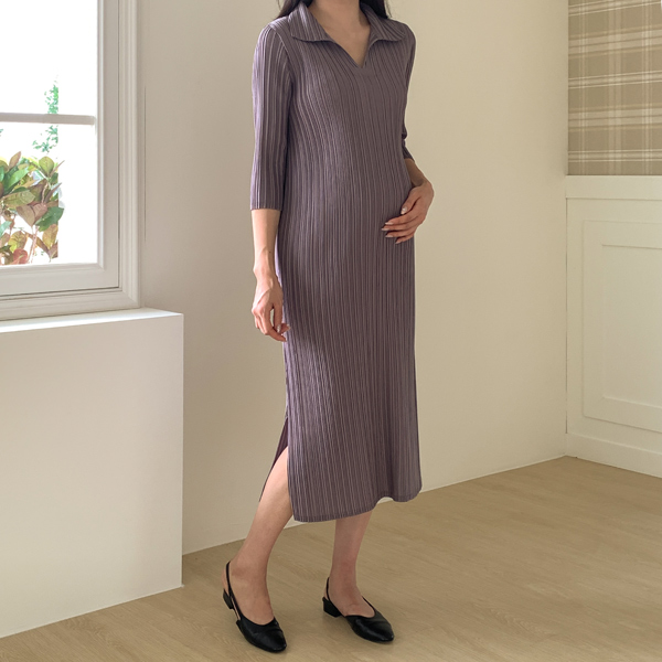 Maternity*Pleated 7-part maternity dress