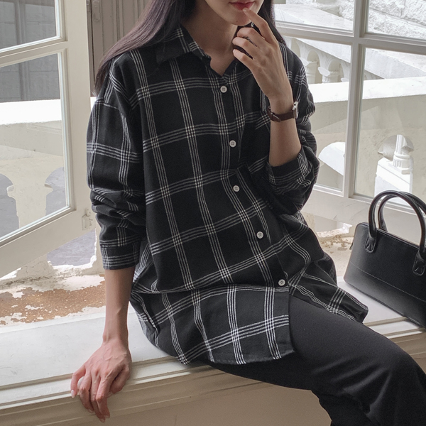 Maternity*Shepherd Check Loose Fit Shirt