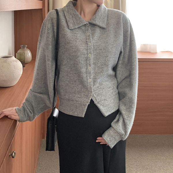 Maternity*Balloon Snap Collar Cardigan