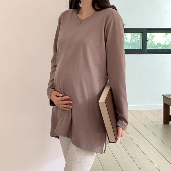 Nursing clothes* Fluffy 1-second cut homewear nursing t-shirt (for pregnant women)