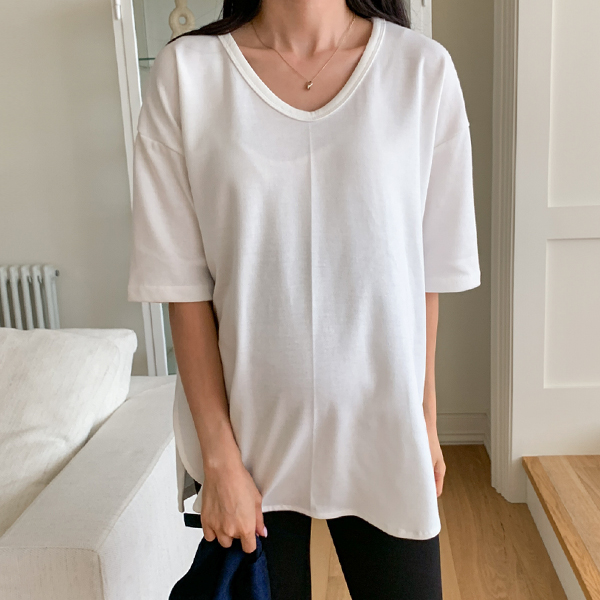 Maternity*Jjojjon U-neck box t-shirt