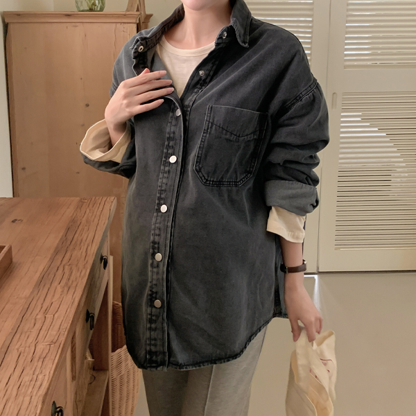 Maternity*Musnap Overfit Denim Shirt