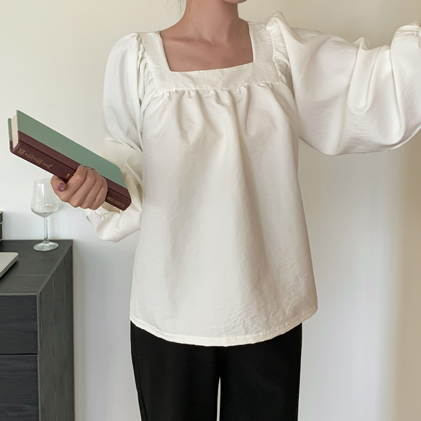 Maternity*Long Sleeve Square Neck Blouse