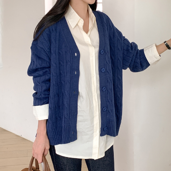 <b>[Limited-time discount]</b> Maternity*Plain Cable Loose Cardigan