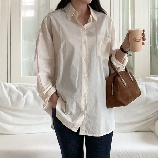 Maternity*Neutral high-density loose-fit shirt (breastfeeding possible)