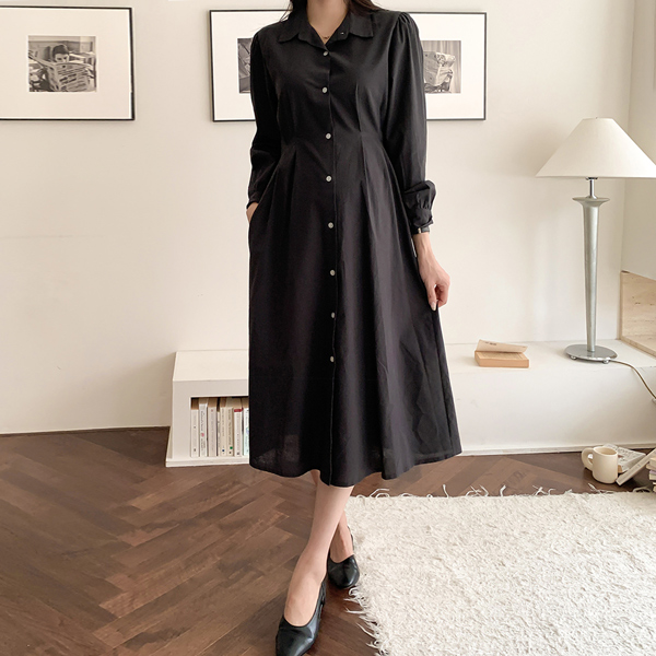 Maternity*Jane Pin Tuck Long Sleeve Maternity Dress