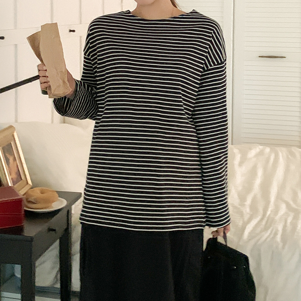 Maternity*Daily Stripe Long Sleeve T-Shirt