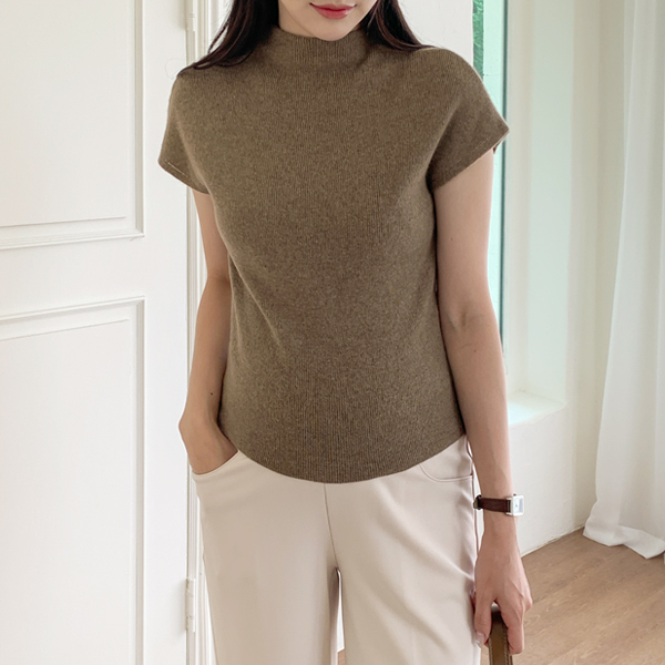 Maternity*Cashmere Half-neck Short-sleeve Knit