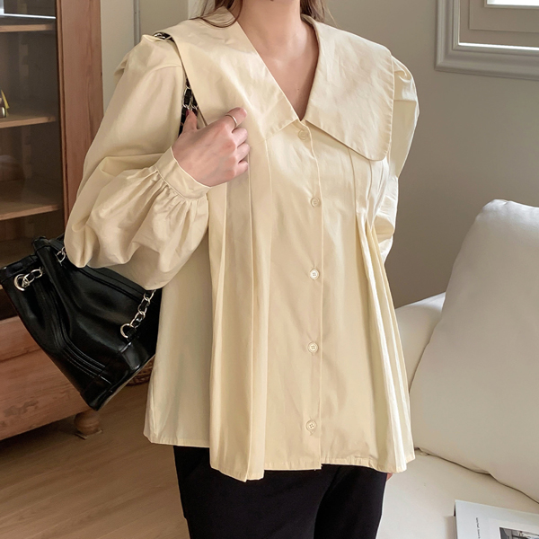 Maternity*Romance Pin Tuck Collar Blouse (Nursing Friendly)