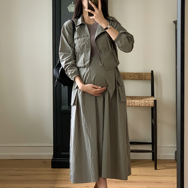 Maternity*Russack Jacket Layered Long Sleeve Set Maternity One Piece