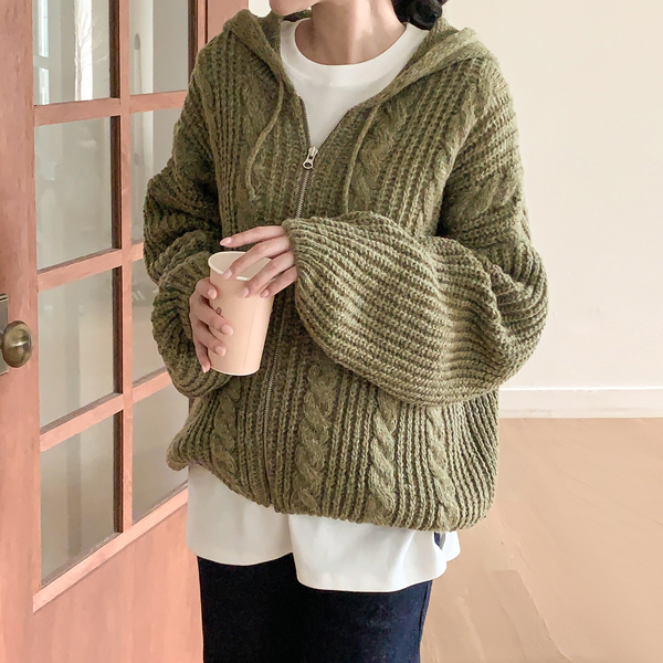 Maternity*Nova Cable Knit Hoodie