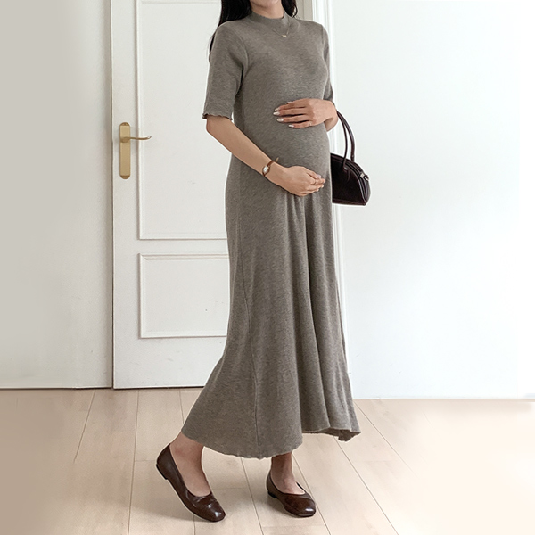 Maternity*Moisturizing flare long maternity dress