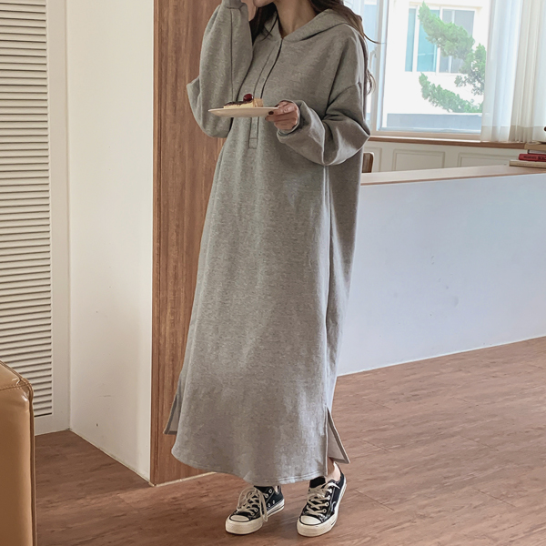 <b>[Limited-time discount]</b> Nursing clothes*Wrap around 10-second nursing maxi hooded one-piece (ver.napping)