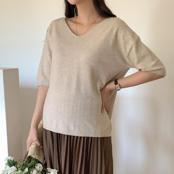 Maternity*Wool Garment Short Sleeve Knit (V)