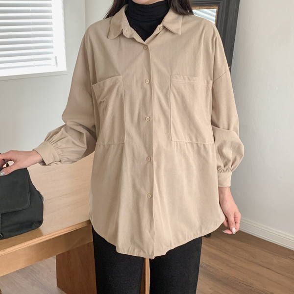 Maternity*Milk Chewy Pocket Shirt (possible for breastfeeding)