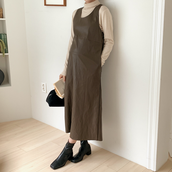 Maternity*Leather side zipper vest maternity dress