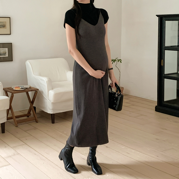 <b>[Limited-time discount]</b> Maternity* Easy Bustier Knit Maternity Dress