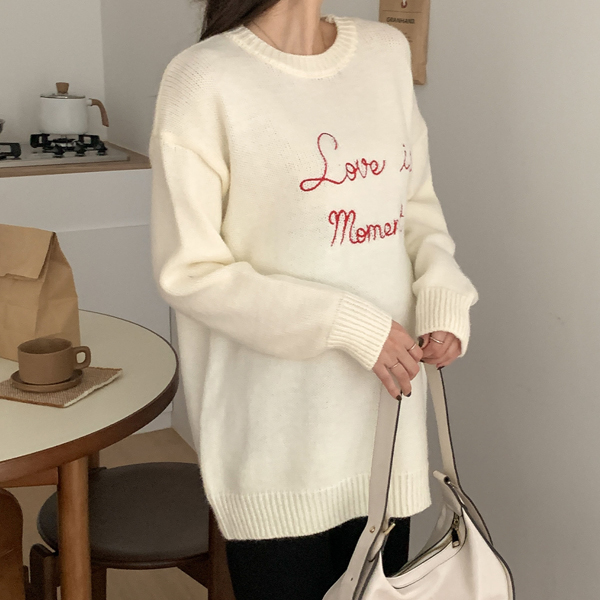 Maternity*Love lettering color blocking loose knit