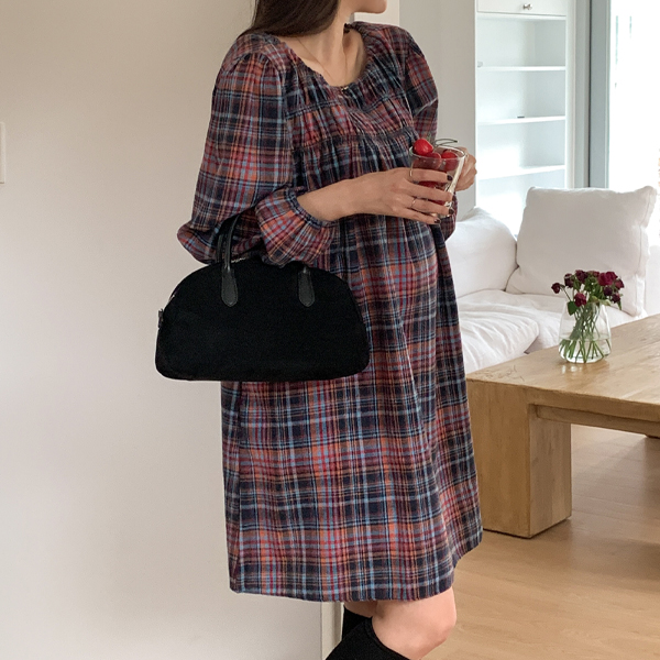 Maternity*Checked Mini Smock Maternity Dress