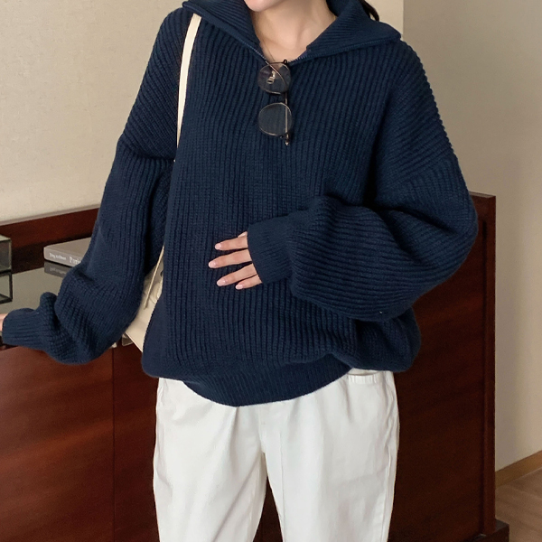 <b>[Limited-time discount]</b> Maternity*Hatchi Overfit Half-zip Knit