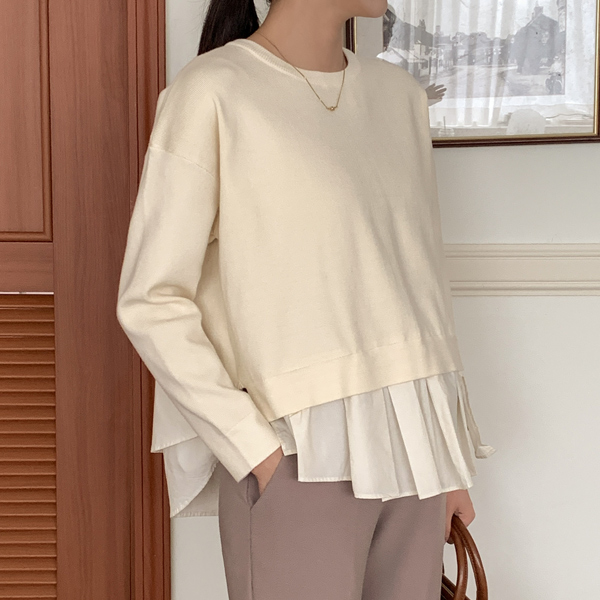 Maternity*Layered back slit shirt knit