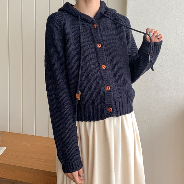 Maternity*Hachibutton Hooded cardigan