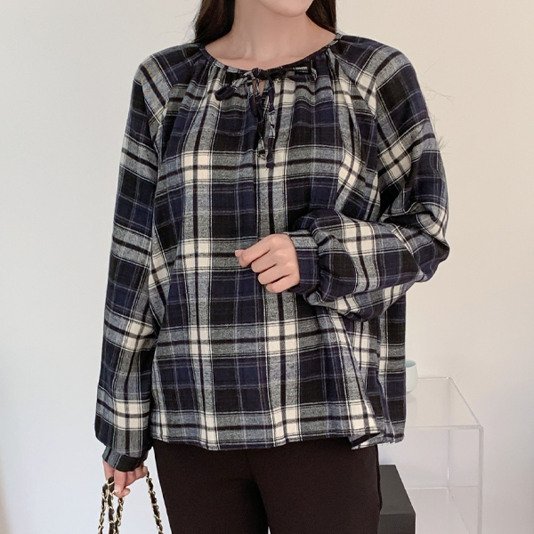 Maternity*Petit Ribbon Check Blouse