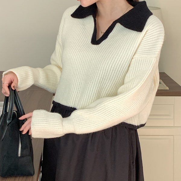 Maternity*Joy Cara Color Block Crop Knit