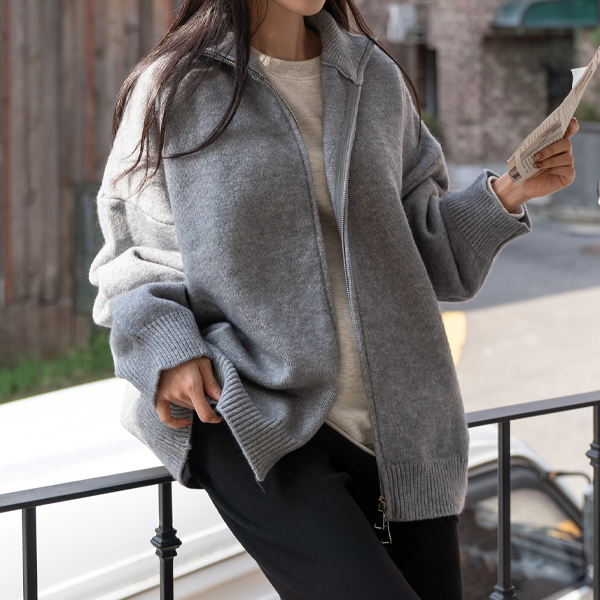 Maternity*Two-way overfit knit zip-up