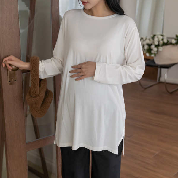 Maternity*Rim-up long maternity t-shirt