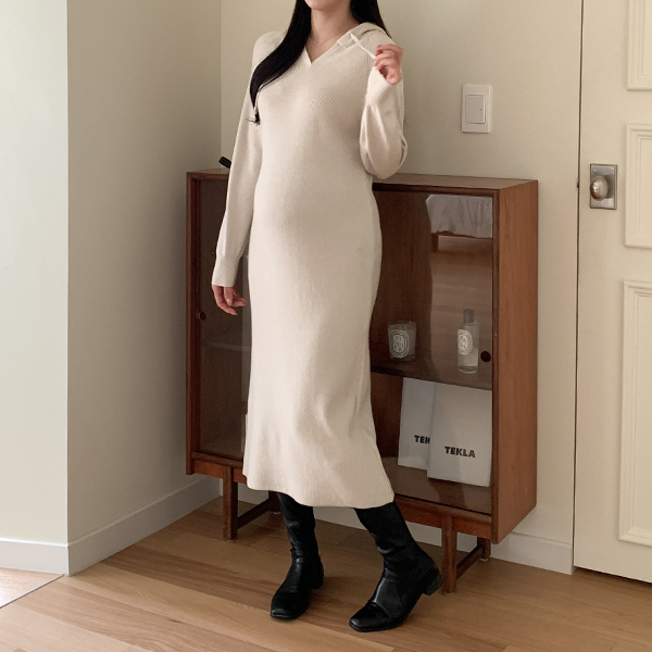 Maternity*Yeori Golji Hooded Maternity Dress