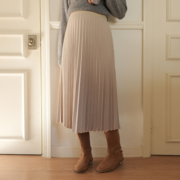 Early and mid-term mom*Wool pleated banding skirt