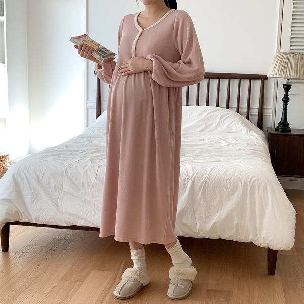 Maternity*Sweet homewear brushed maternity dress (possible for breastfeeding)