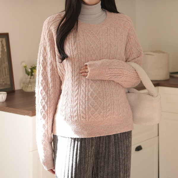 Maternity*Curly Raglan Round Knit