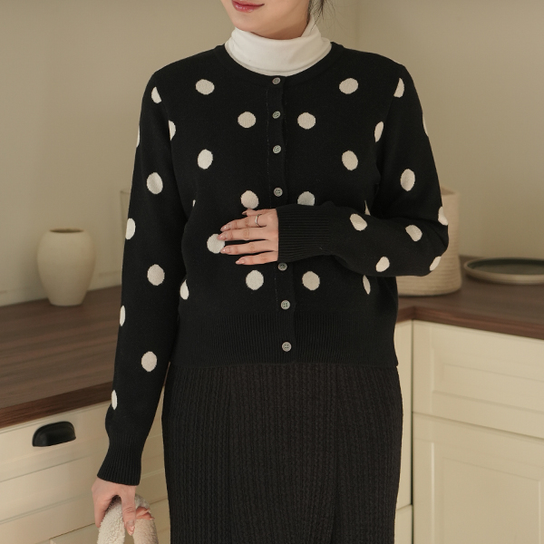 Maternity*Cami Dot Round Neck Cardigan