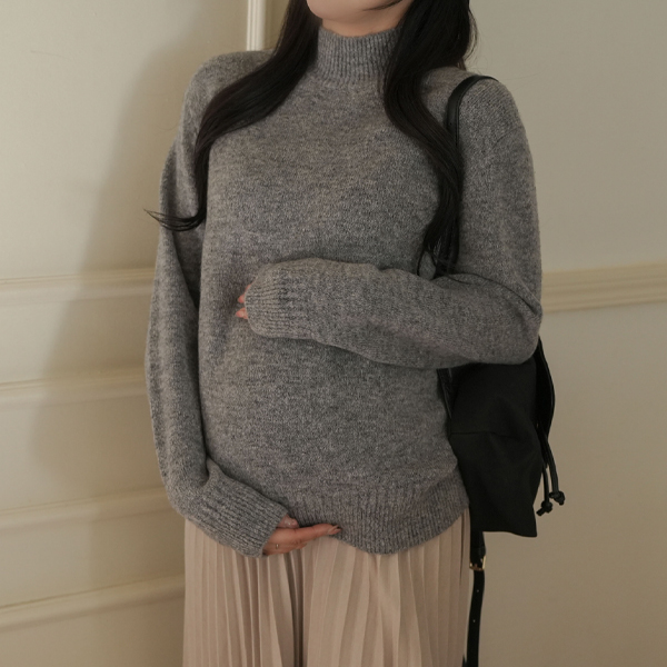 Maternity*Daily loose fit half neck knit