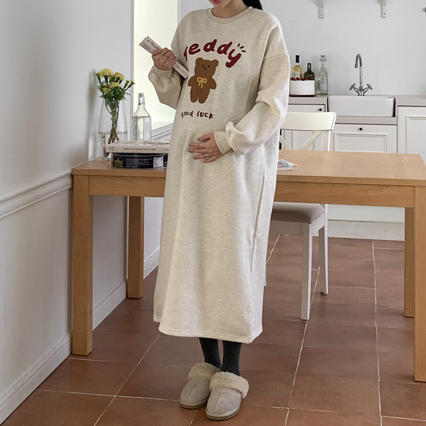 Maternity*Lucky Teddy Fleece Maternity Dress