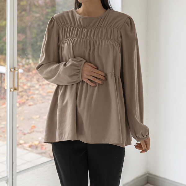 Maternity*Soft cancan shirring maternity blouse