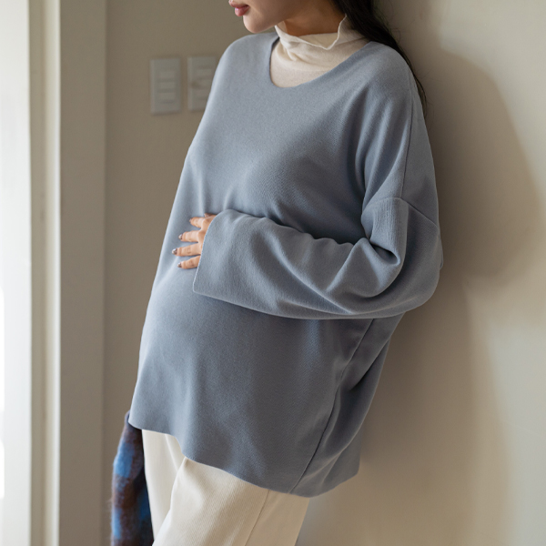 Maternity*Cozy Peach V-neck Loose T-shirt