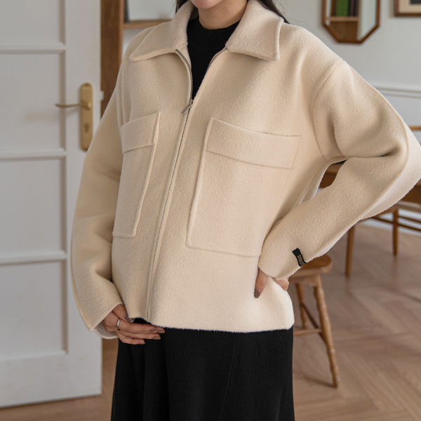 Maternity*High-density two-pocket knit jacket