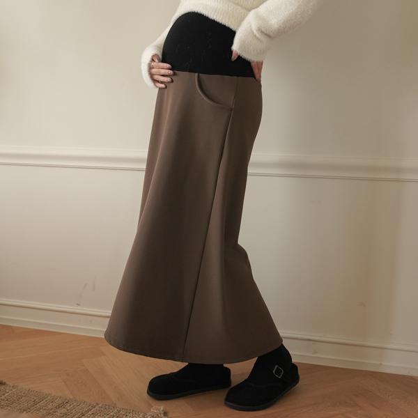 Maternity*Maxi A-line fleece maternity skirt