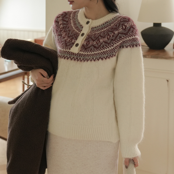 Maternity*Ethnic Open Button Knit