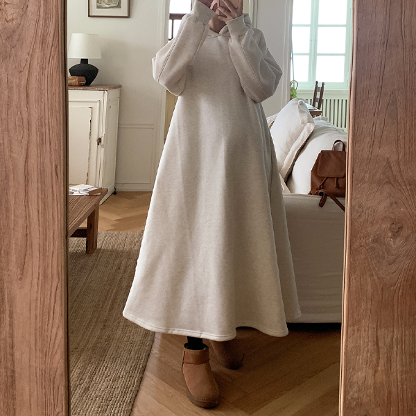 Maternity*Fleece Flare Hooded Maternity Dress