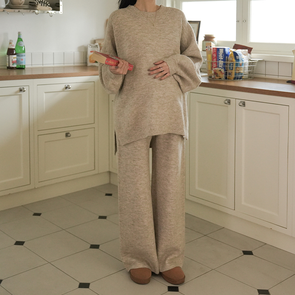 Early and mid-term mom* Woolmujinit top and bottom set (for postpartum use)