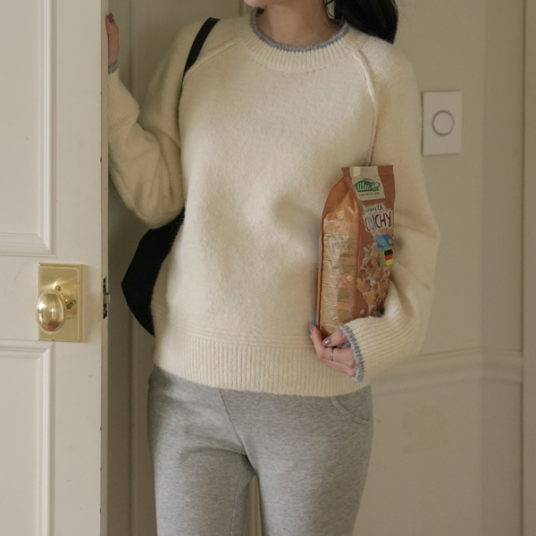 Maternity*Global color line raglan knit