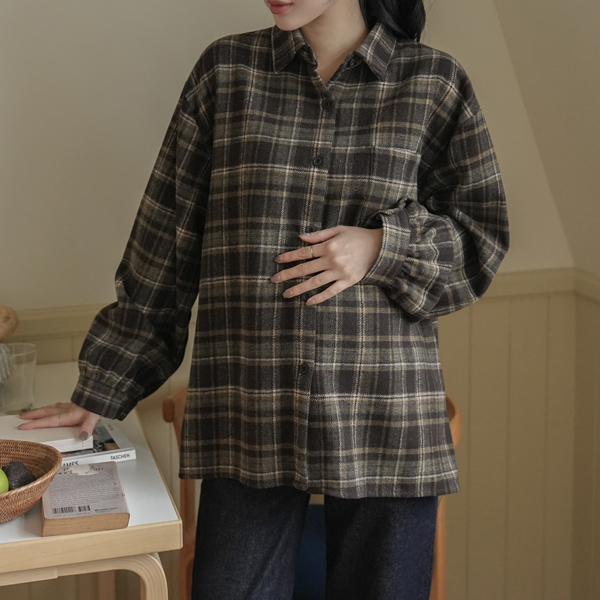 Maternity*Thick check overfit shirt for men